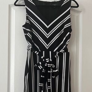Black and White Romper with Tie Waist